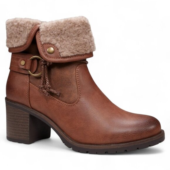 Doja Womens Faux Fur Faux Leather Booties - Picture 1 of 2